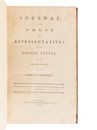 [UNITED STATES HOUSE OF REPRESENTATIVES]. Journal of the House of Representatives of the United States, at the Second Session of the Second Congress . Philadelphia: Francis Childs and John Swaine, 1793.