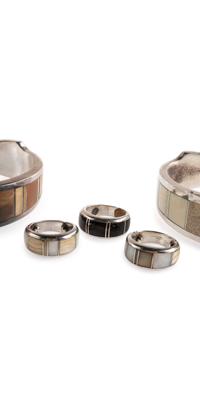 Silver and Channel Inlay Cuff Bracelets and Rings