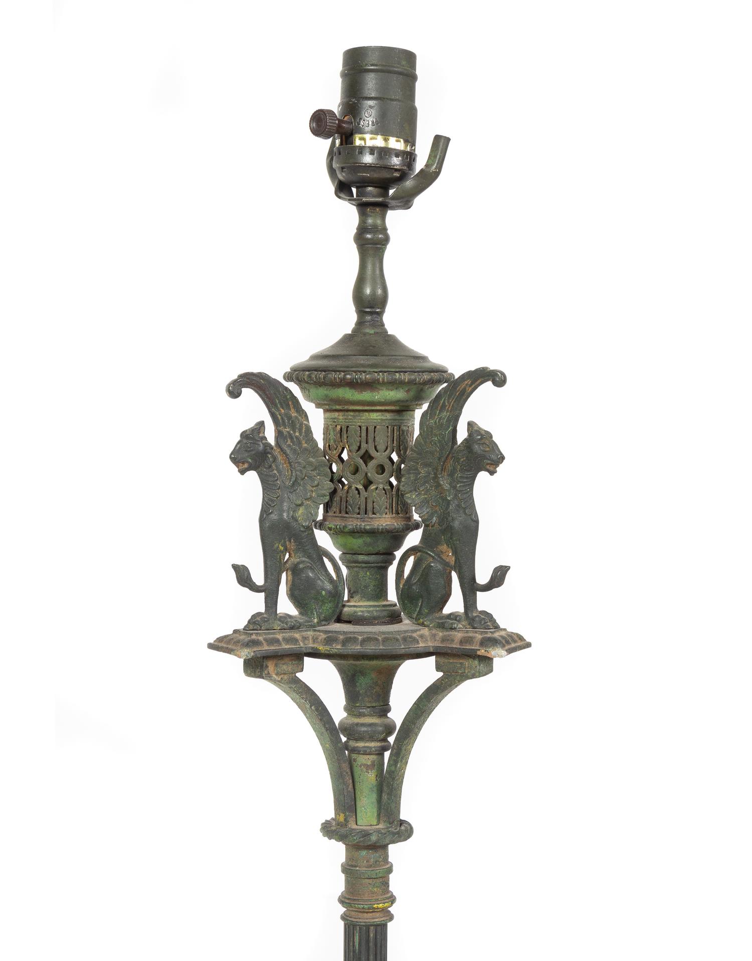 A Pair of Neoclassical Cast Metal Torchères