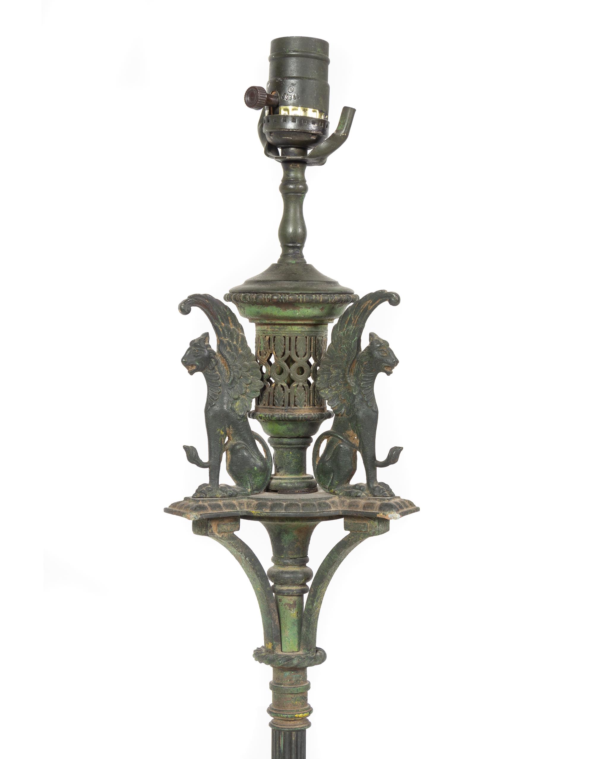 A Pair of Neoclassical Cast Metal Torchères