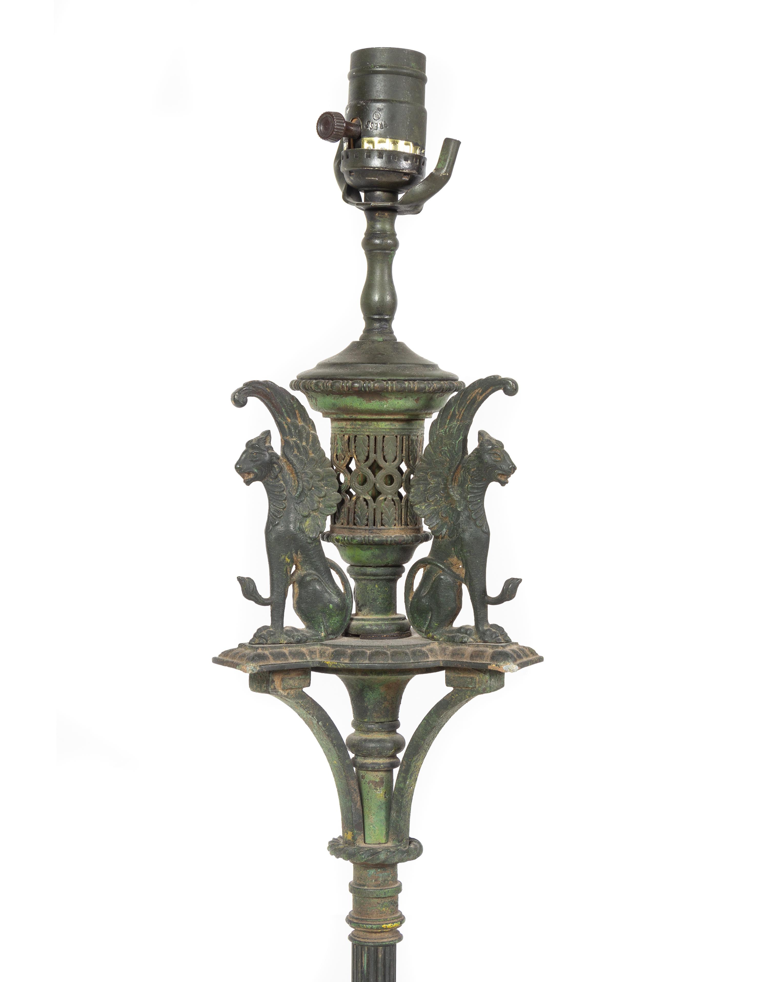 A Pair of Neoclassical Cast Metal Torchères
