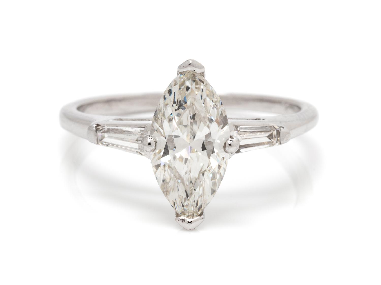 A Platinum, White Gold and Diamond Ring, 1.00 dwts.