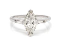 A Platinum, White Gold and Diamond Ring, 1.00 dwts.