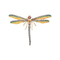ENAMEL, DIAMOND AND MULTIGEM ARTICULATED DRAGONFLY BROOCH