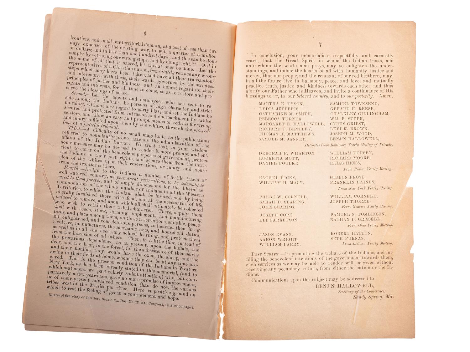 [INDIAN AFFAIRS] -- [COLYER, Vincent (1824-1888)]. Late nineteenth-century print ephemera advocating for the welfare of Native Americans, comprising: