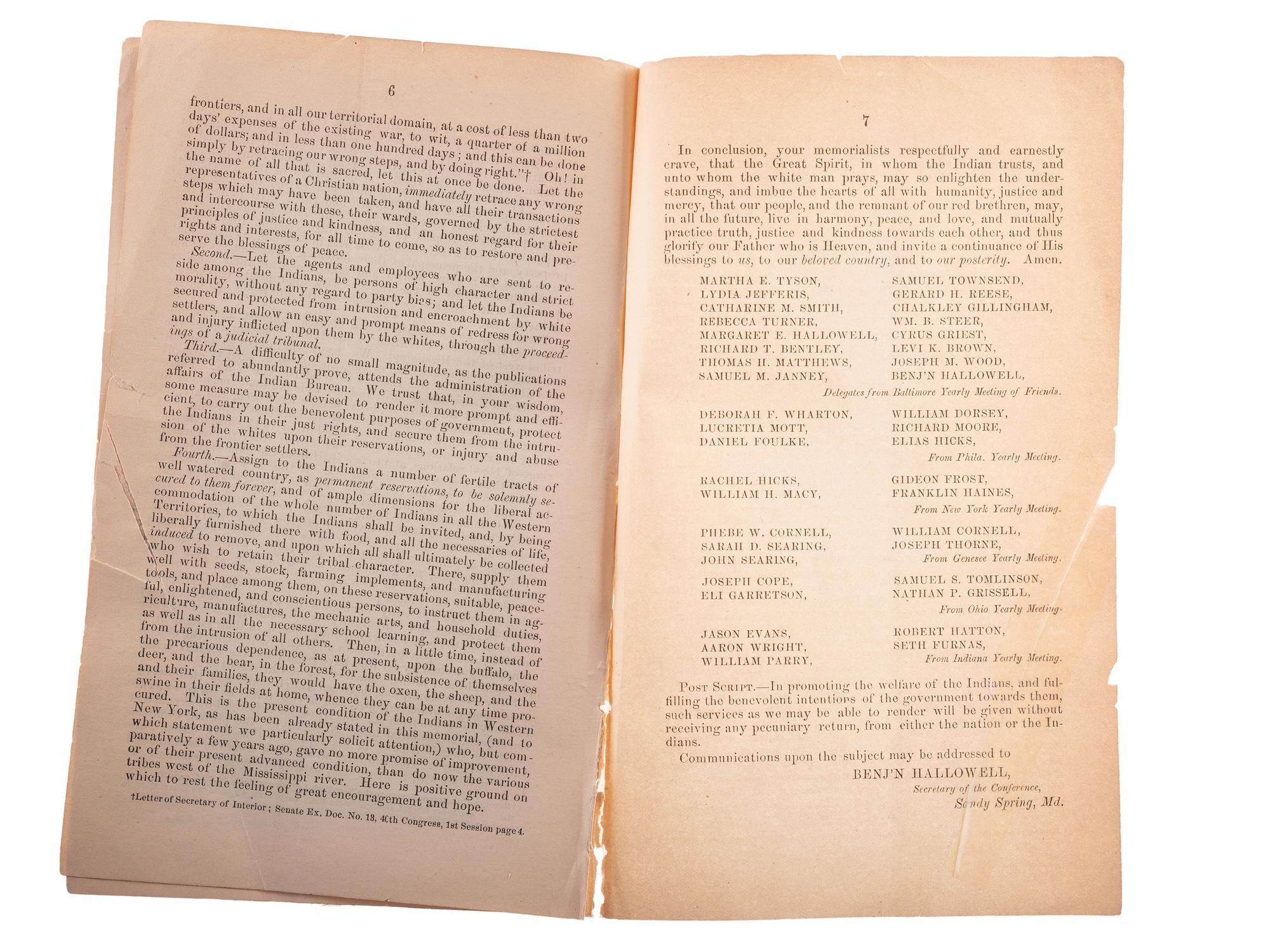 [INDIAN AFFAIRS] -- [COLYER, Vincent (1824-1888)]. Late nineteenth-century print ephemera advocating for the welfare of Native Americans, comprising: