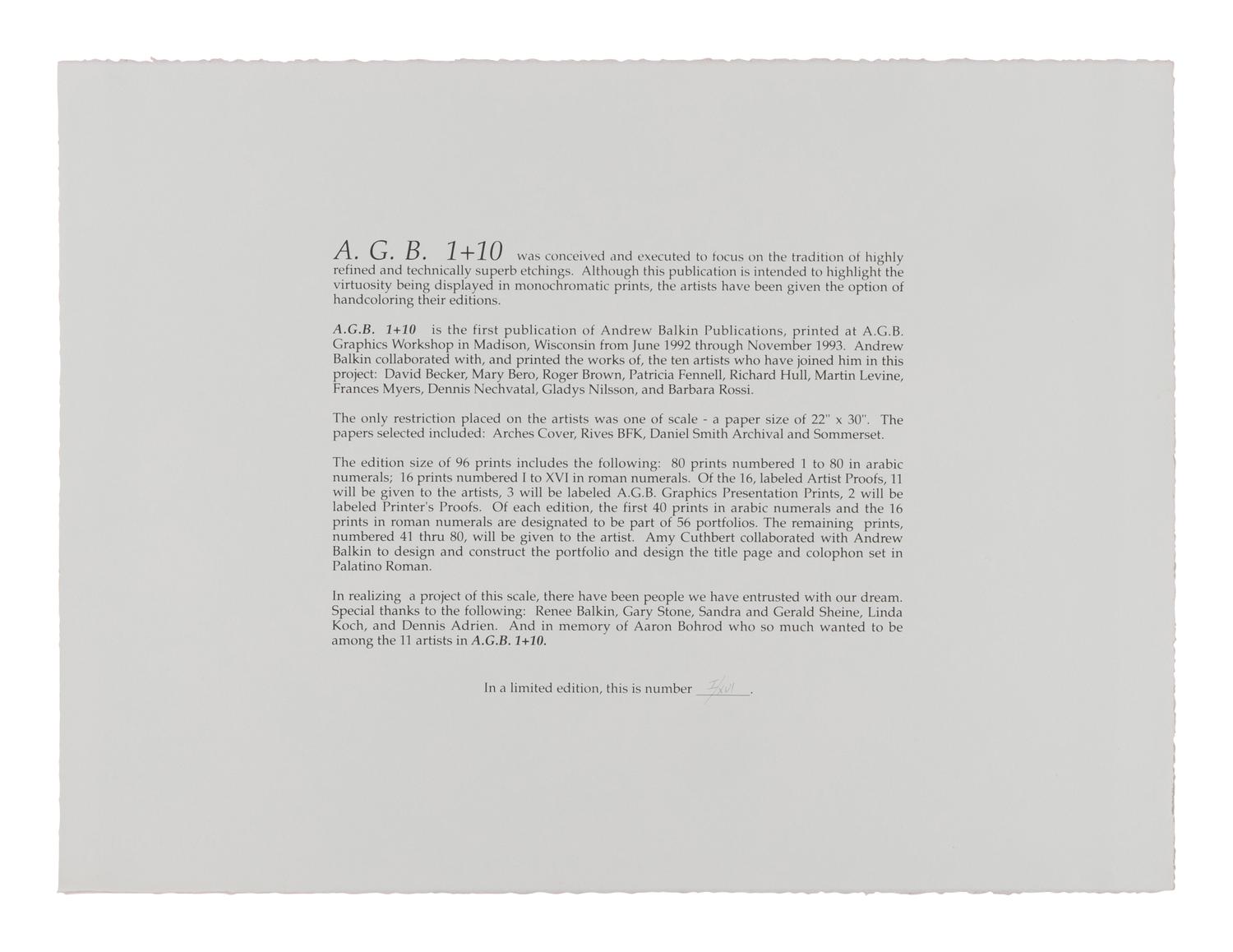 Various Artists (20th century) A.G.B. 1+10 (complete portfolio of 11), 1993
