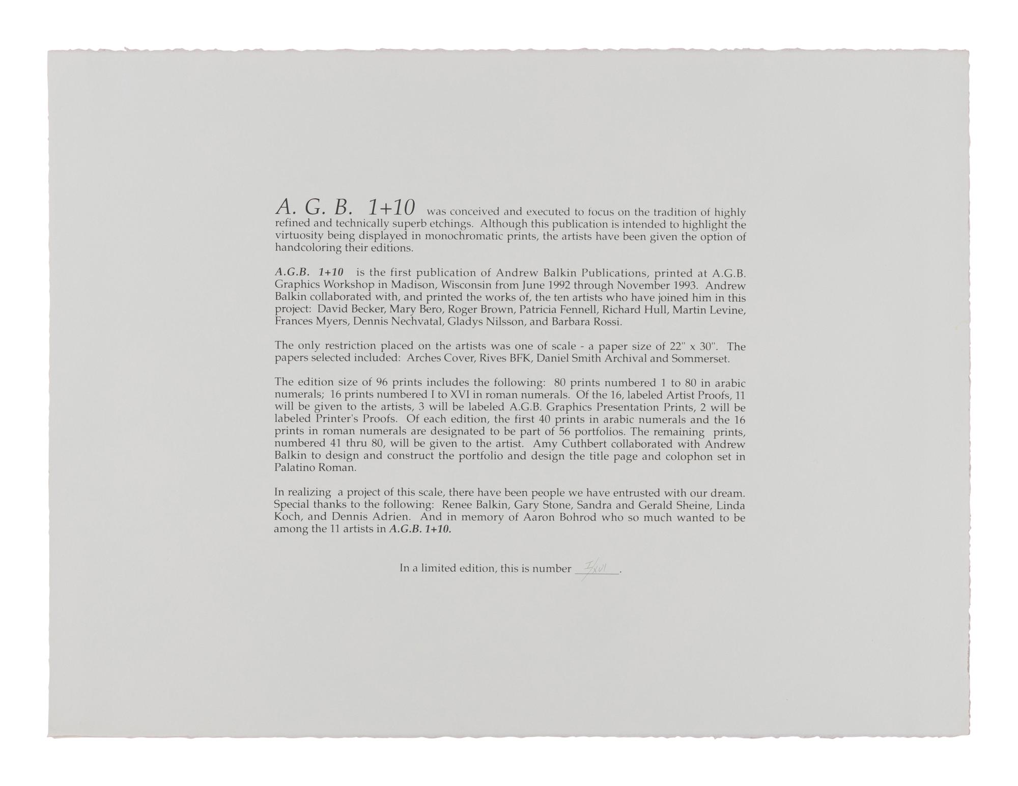 Various Artists (20th century) A.G.B. 1+10 (complete portfolio of 11), 1993