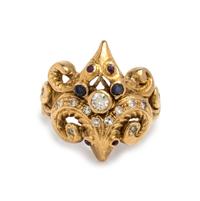 LALAOUNIS, YELLOW GOLD, DIAMOND AND GEMSTONE RING