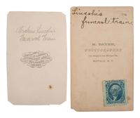 [LINCOLN FUNERAL]. A group of 2 CDVs of the Lincoln funeral train in Buffalo, NY, and Springfield, IL.
