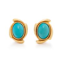 YELLOW GOLD AND TURQUOISE EARRINGS