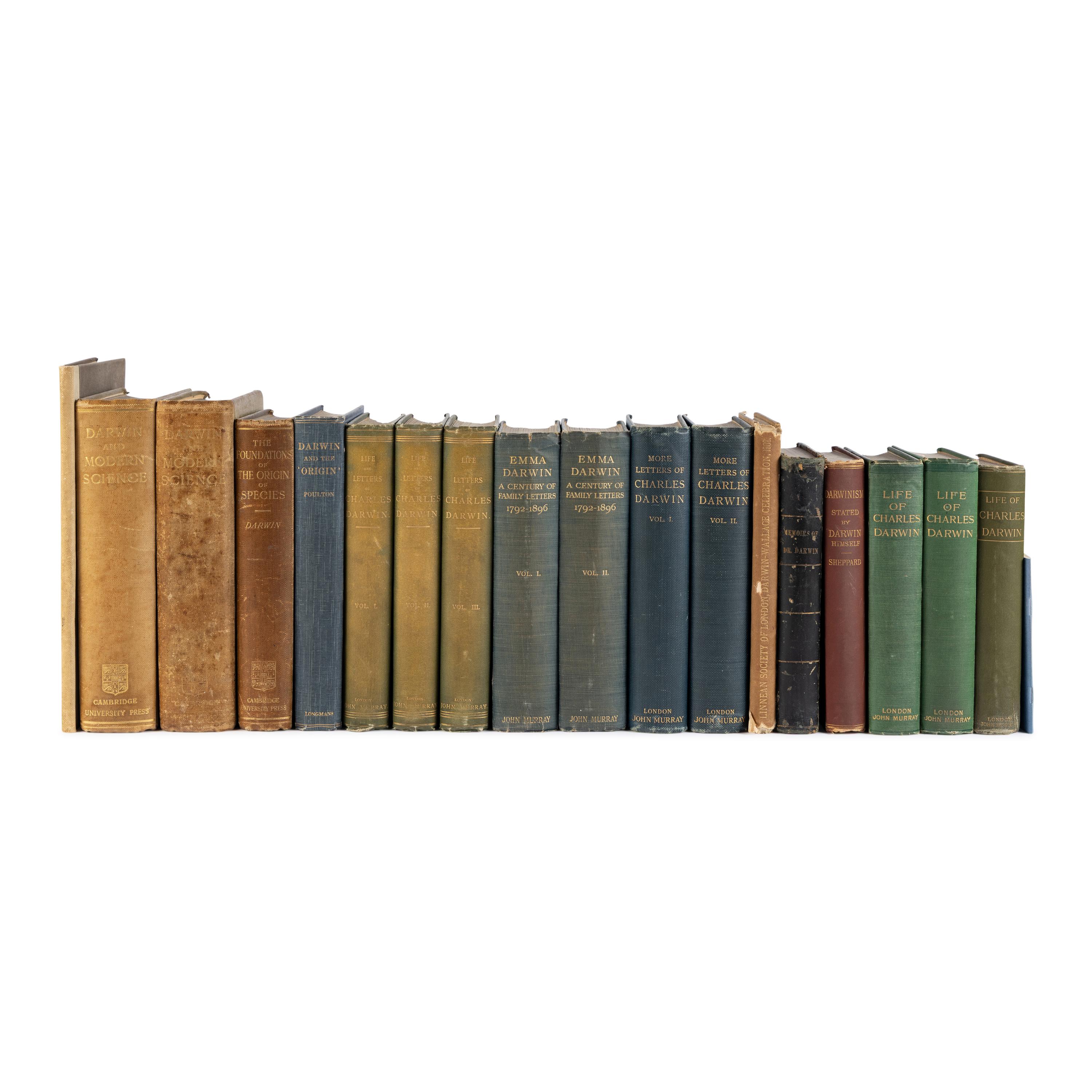 [Darwin, Charles (1809-1882)]. A large library of over 100 titles and ephemera by, about, or associated with Darwin, including: