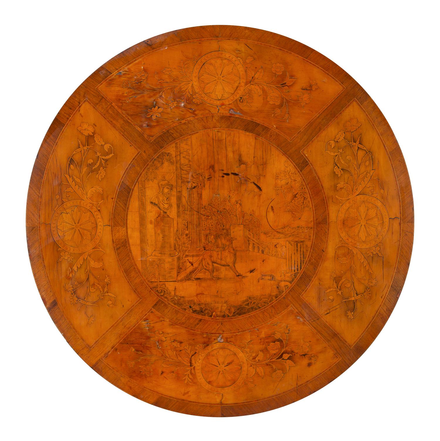 A Continental Marquetry Decorated Center Table