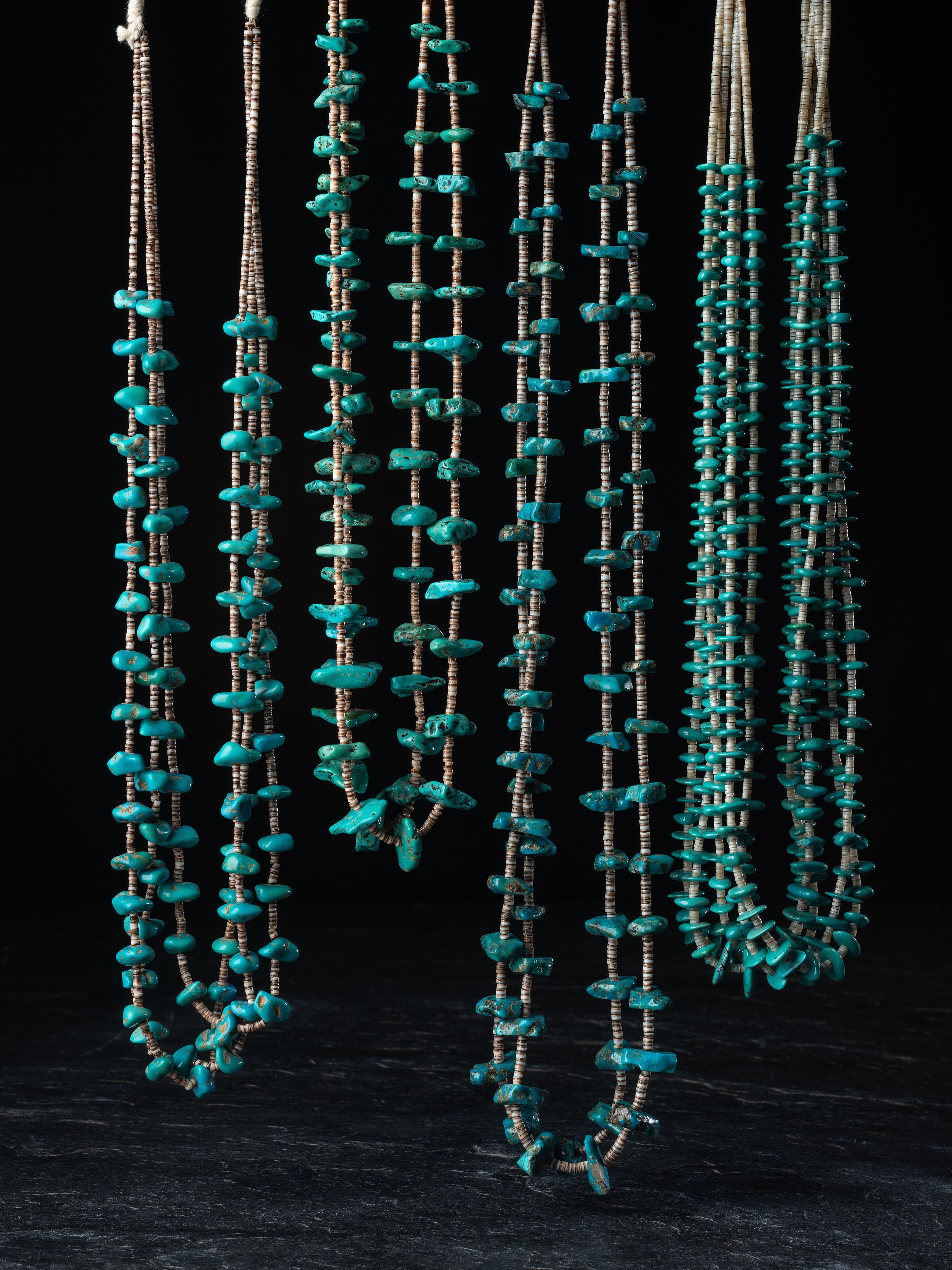 Pueblo Heishi and Turquoise Nugget Multi-strand Necklaces