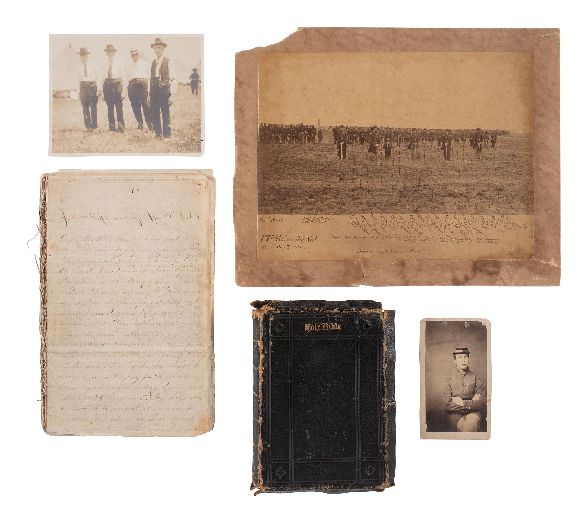 [CIVIL WAR]. Archive of George O. Currier, 17th Maine Infantry, incl. journal with significant GETTYSBURG content, among other important battles. 1863-64.