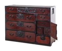 A Korean or Japanese Iron Mounted Tansu Chest