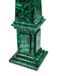 A Pair of Large Malachite Veneered Obelisks