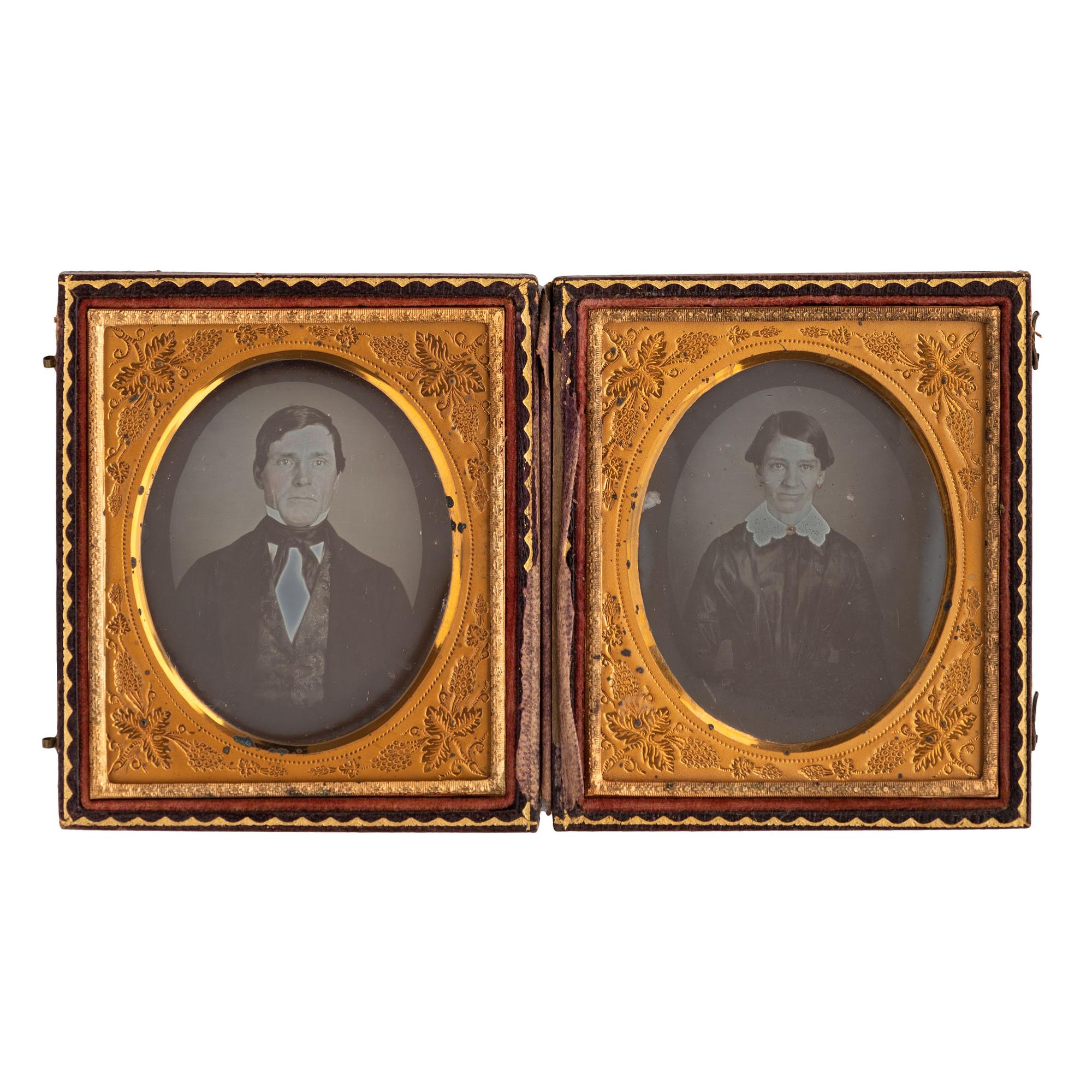 [EARLY PHOTOGRAPHY - PORTRAITURE]. A collection of daguerreotypes and ambrotypes of couples, including: