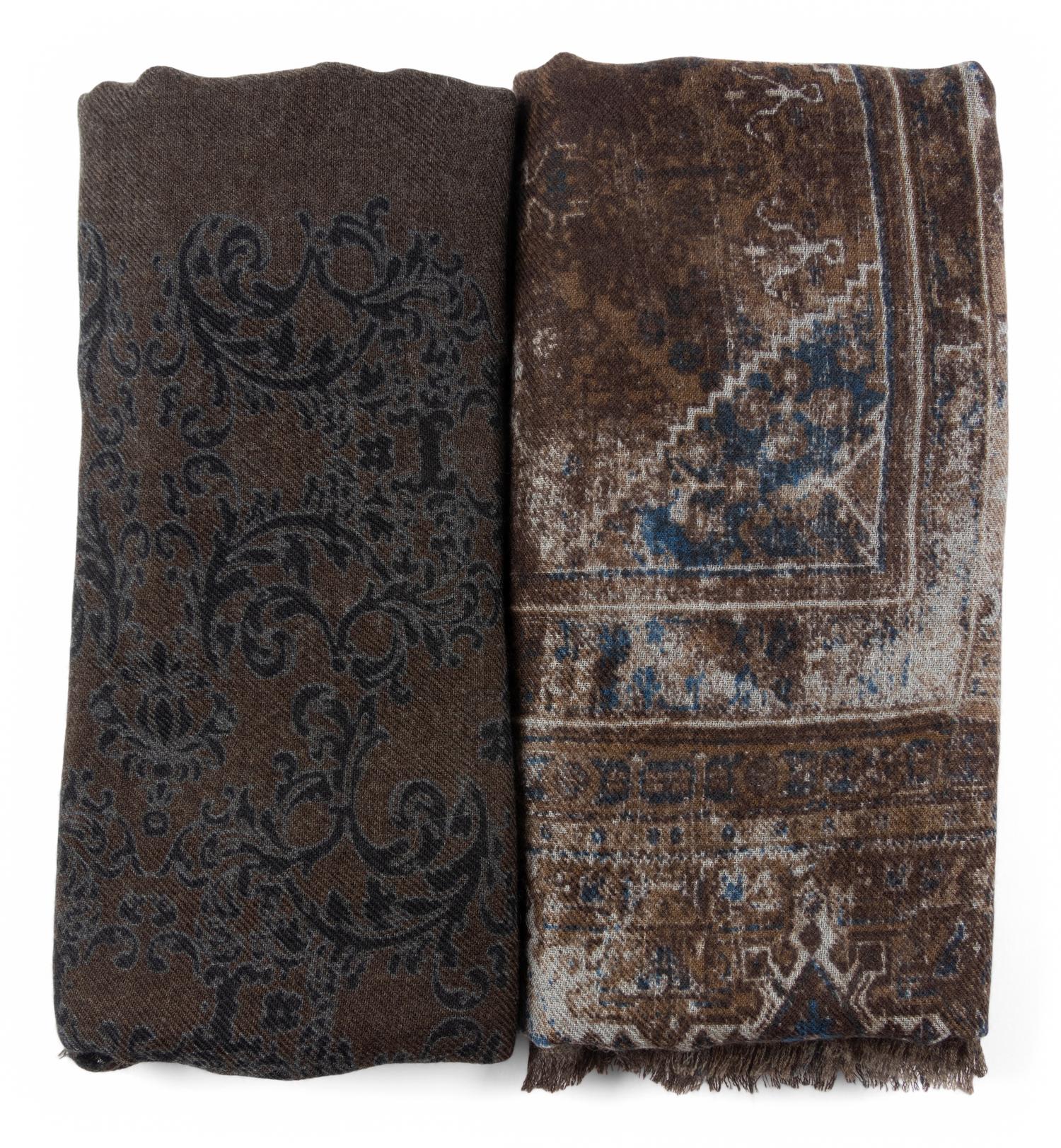 Two Loro Piana Printed Cashmere Scarves