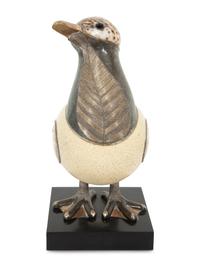 A Roberto Estevez Duck Ostrich Egg and Silver Sculpture