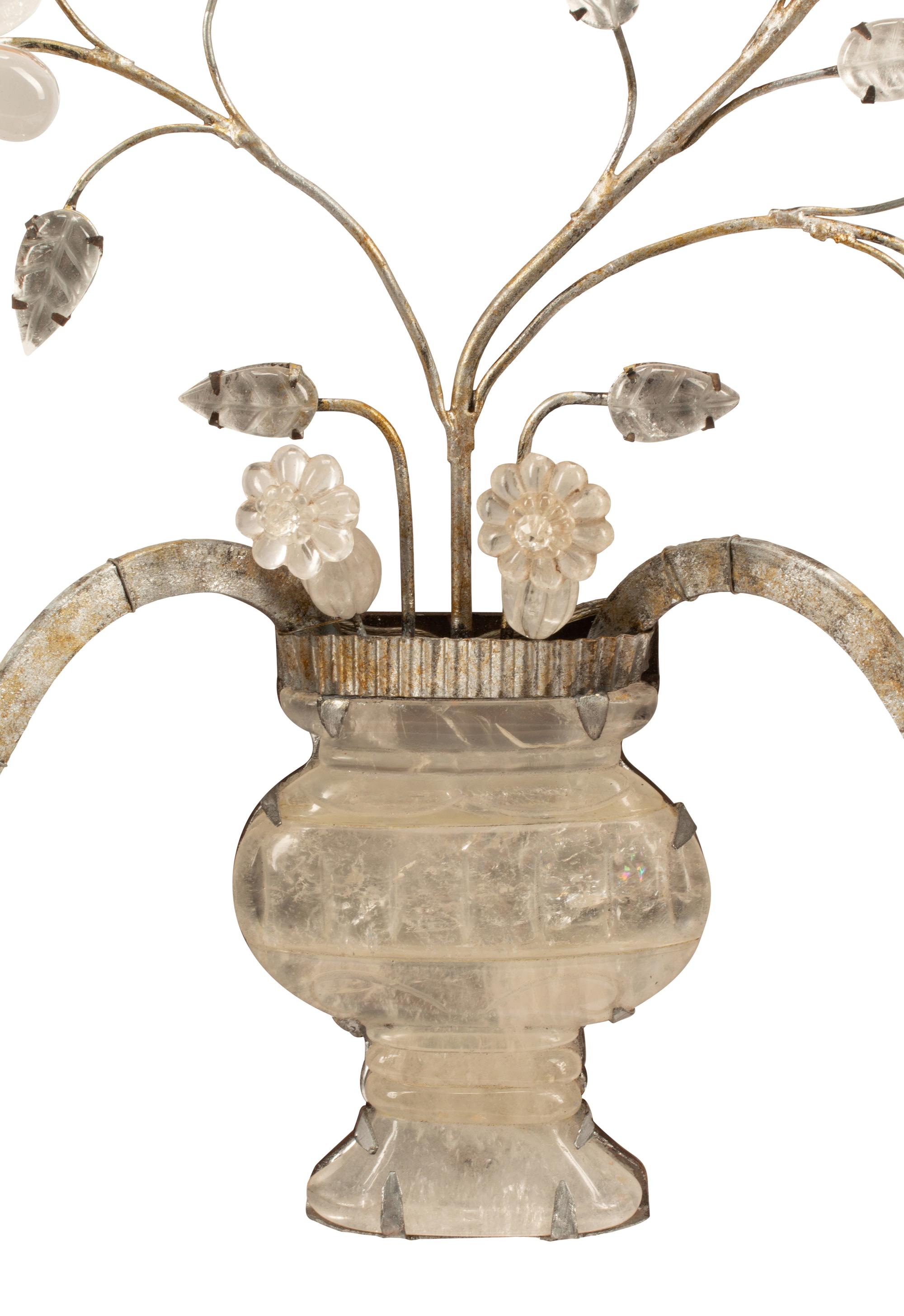 A Pair of Rock Crystal Sconces in the Style of Maison Baguès