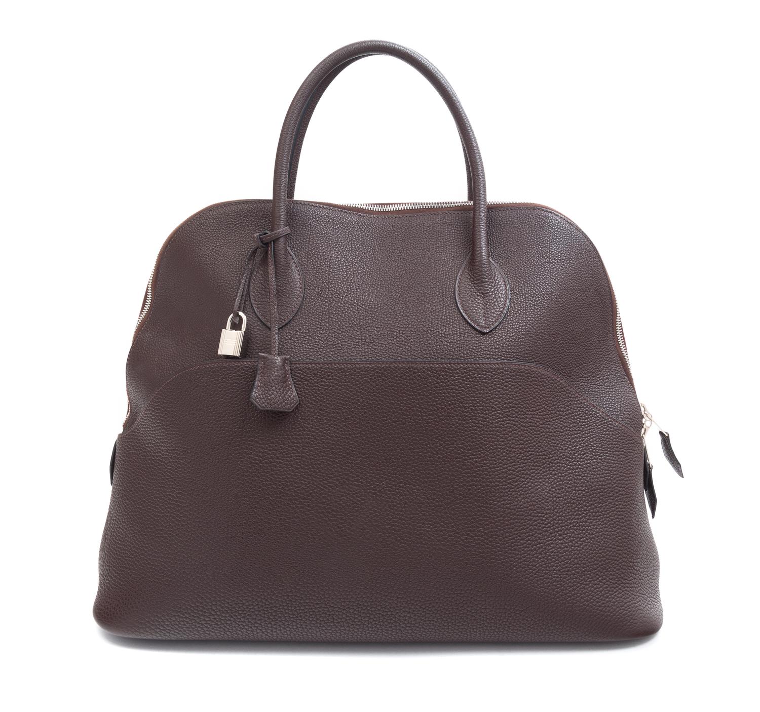 An Hermes Chocolat Bolide Web 45cm Handbag,