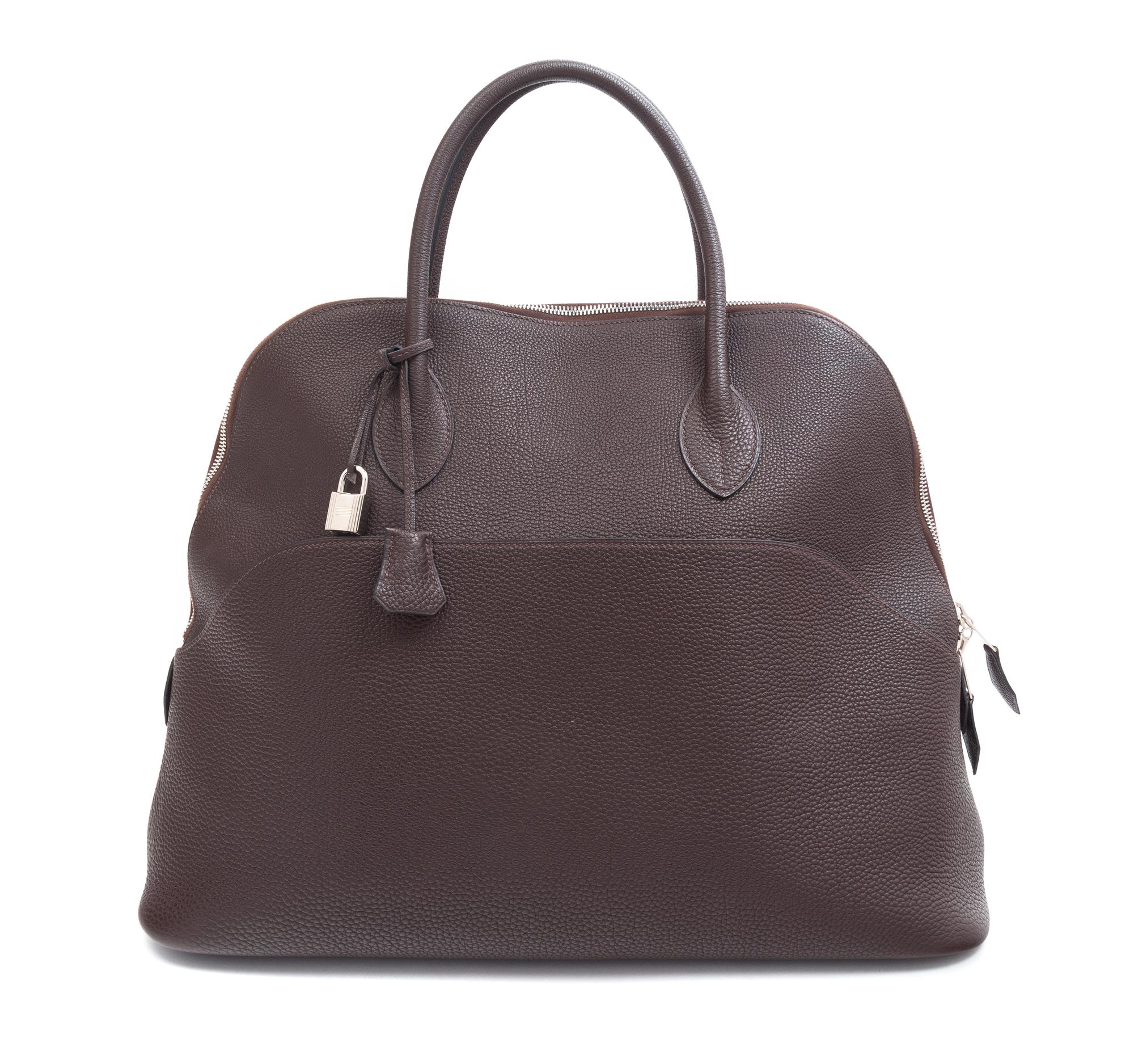 An Hermes Chocolat Bolide Web 45cm Handbag,