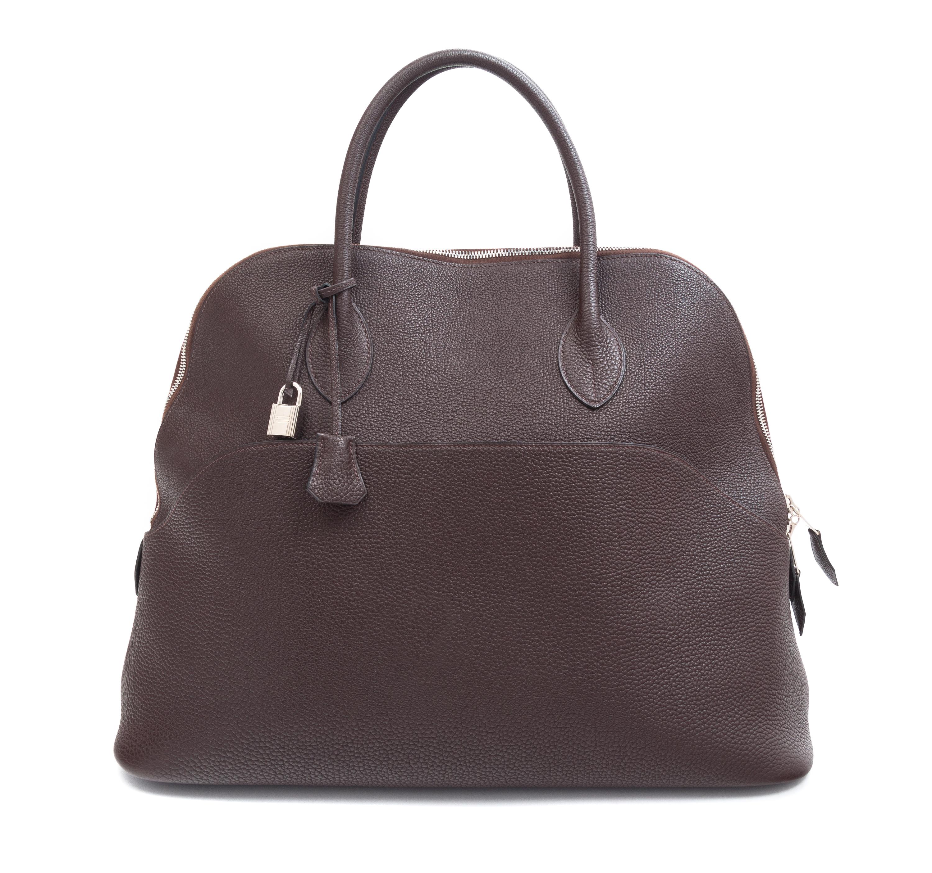 An Hermes Chocolat Bolide Web 45cm Handbag,