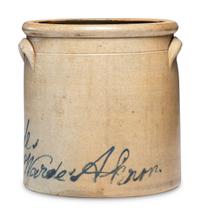 A John MacBride Cobalt Decorated Four-Gallon Stoneware Crock