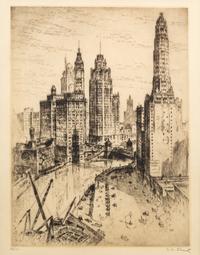 [ARCHITECTURE]. A group of 11 drypoint etchings by James Swann, Leon Pescheret, Chester S. Danforth and others.
