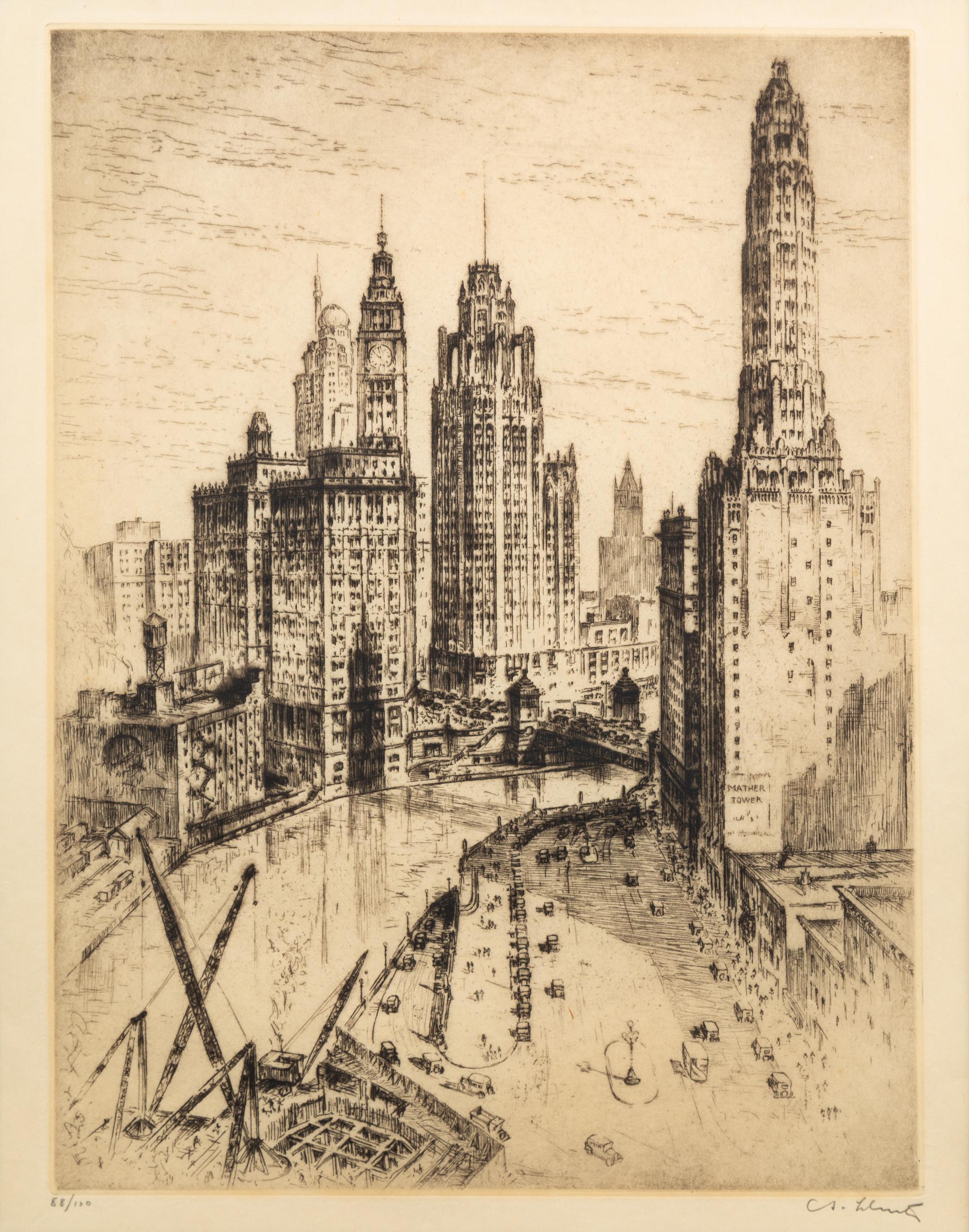 [ARCHITECTURE]. A group of 11 drypoint etchings by James Swann, Leon Pescheret, Chester S. Danforth and others.