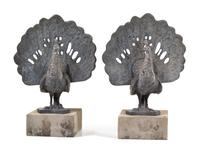 A Pair of Lead Figures of Peacocks