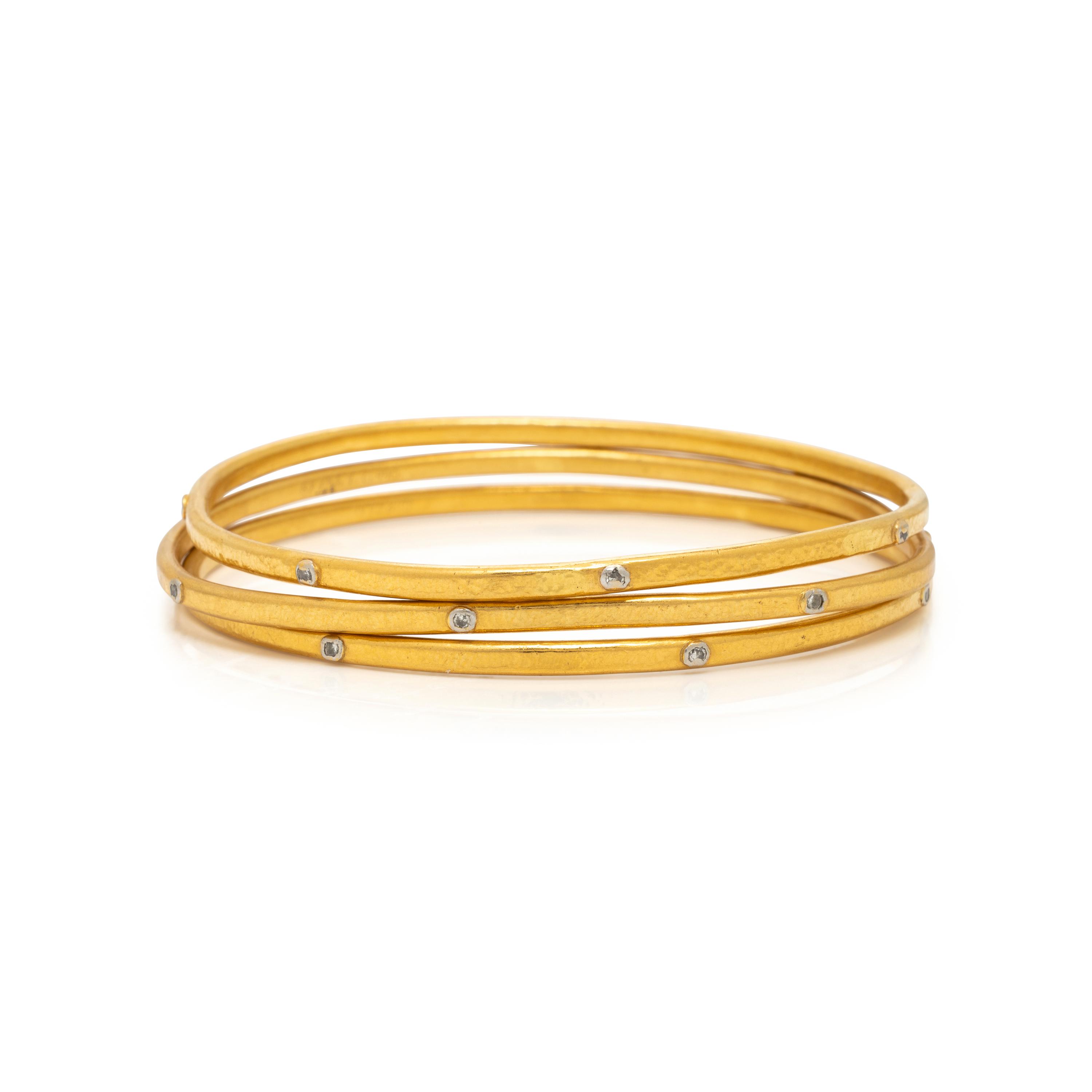 Gurhan, 'Hoopla', Three Yellow Gold and Diamond Bangle Bracelets