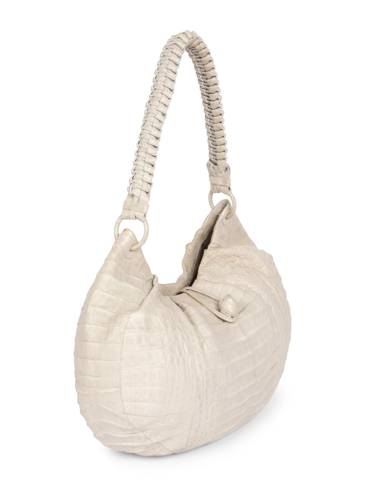 Nancy Gonzalez Cream Alligator Handbag, 2000s