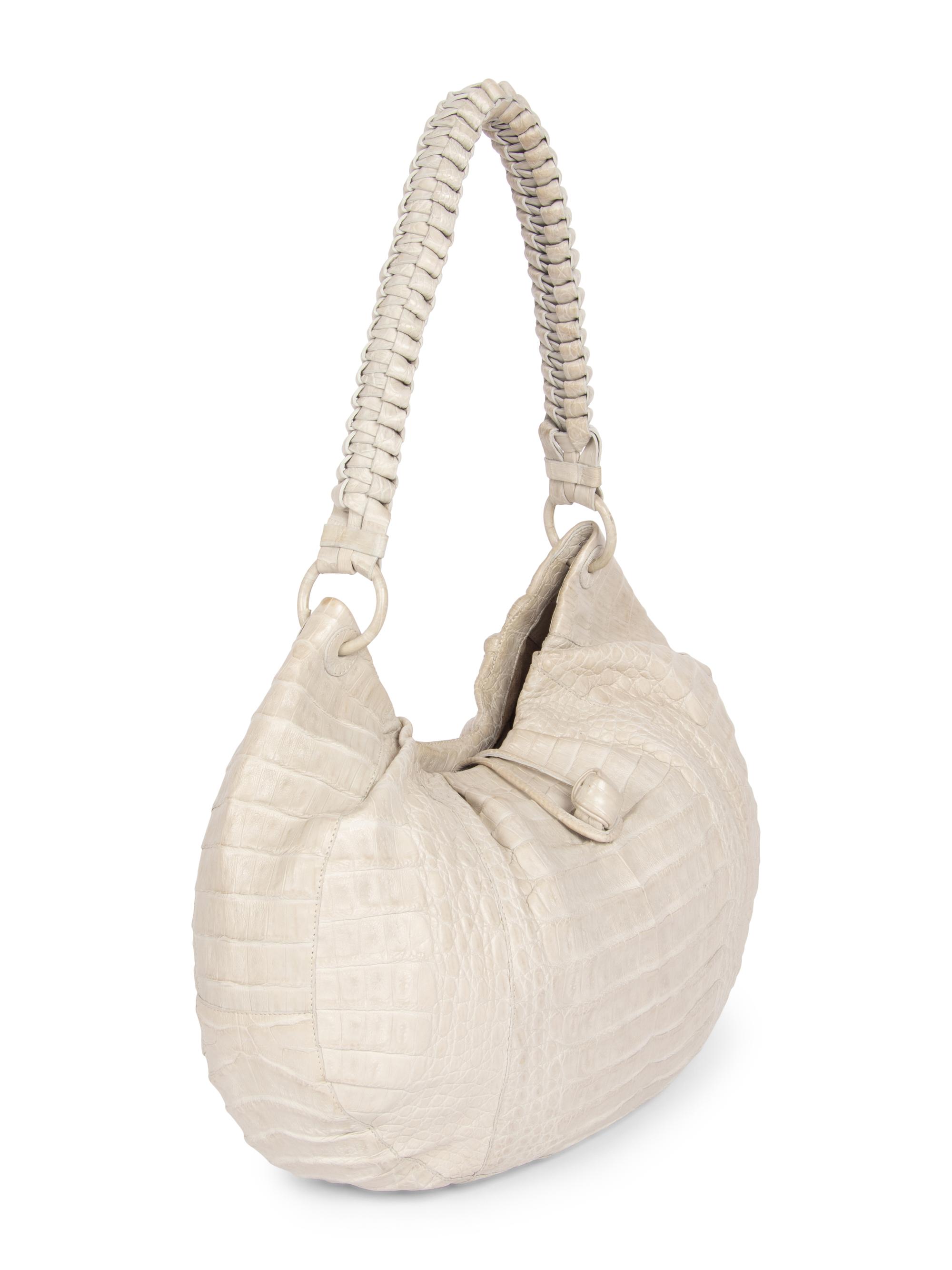 Nancy Gonzalez Cream Alligator Handbag, 2000s