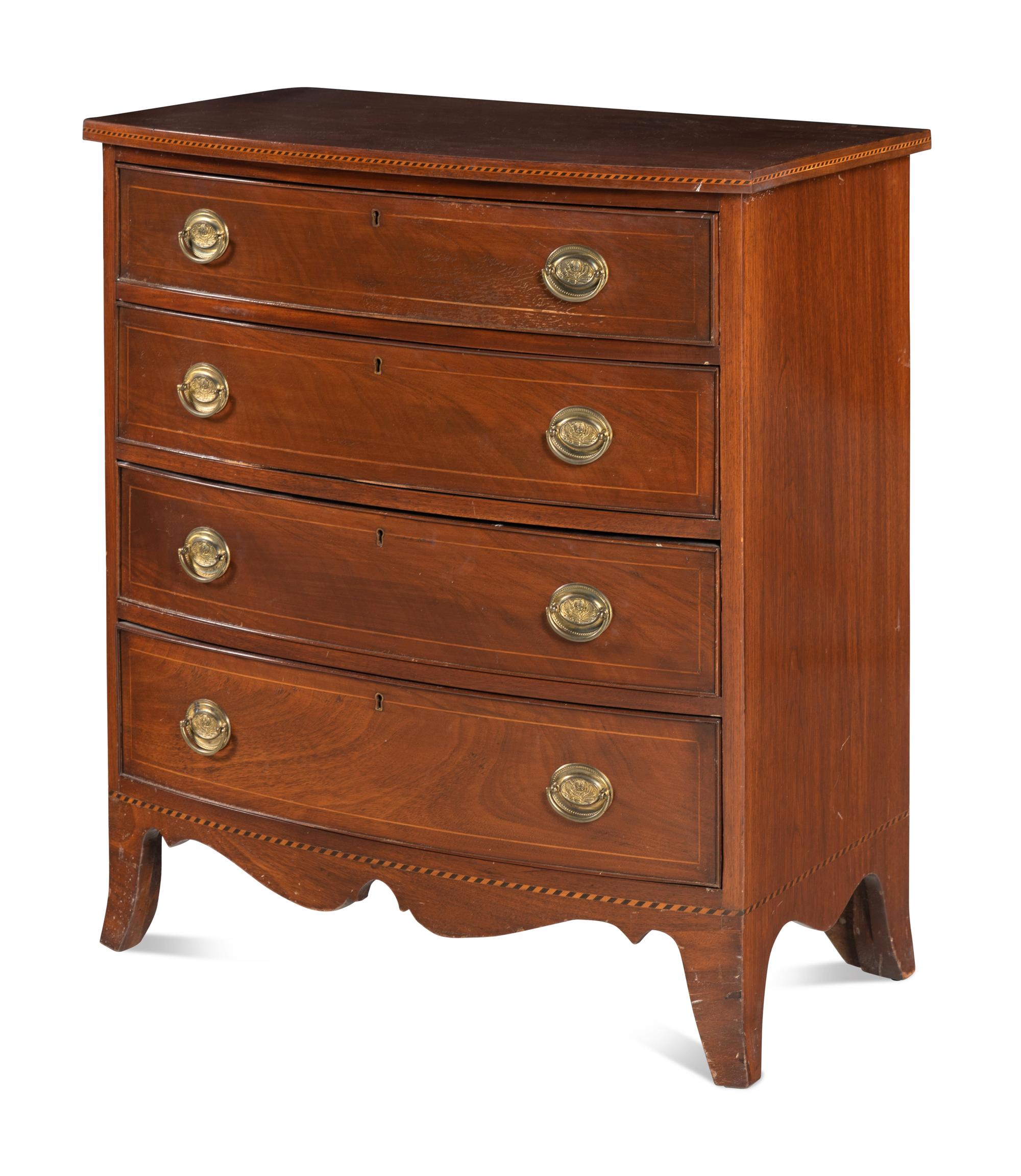 A Federal Style Inlaid Mahogany Bowfront Chest of Drawers
