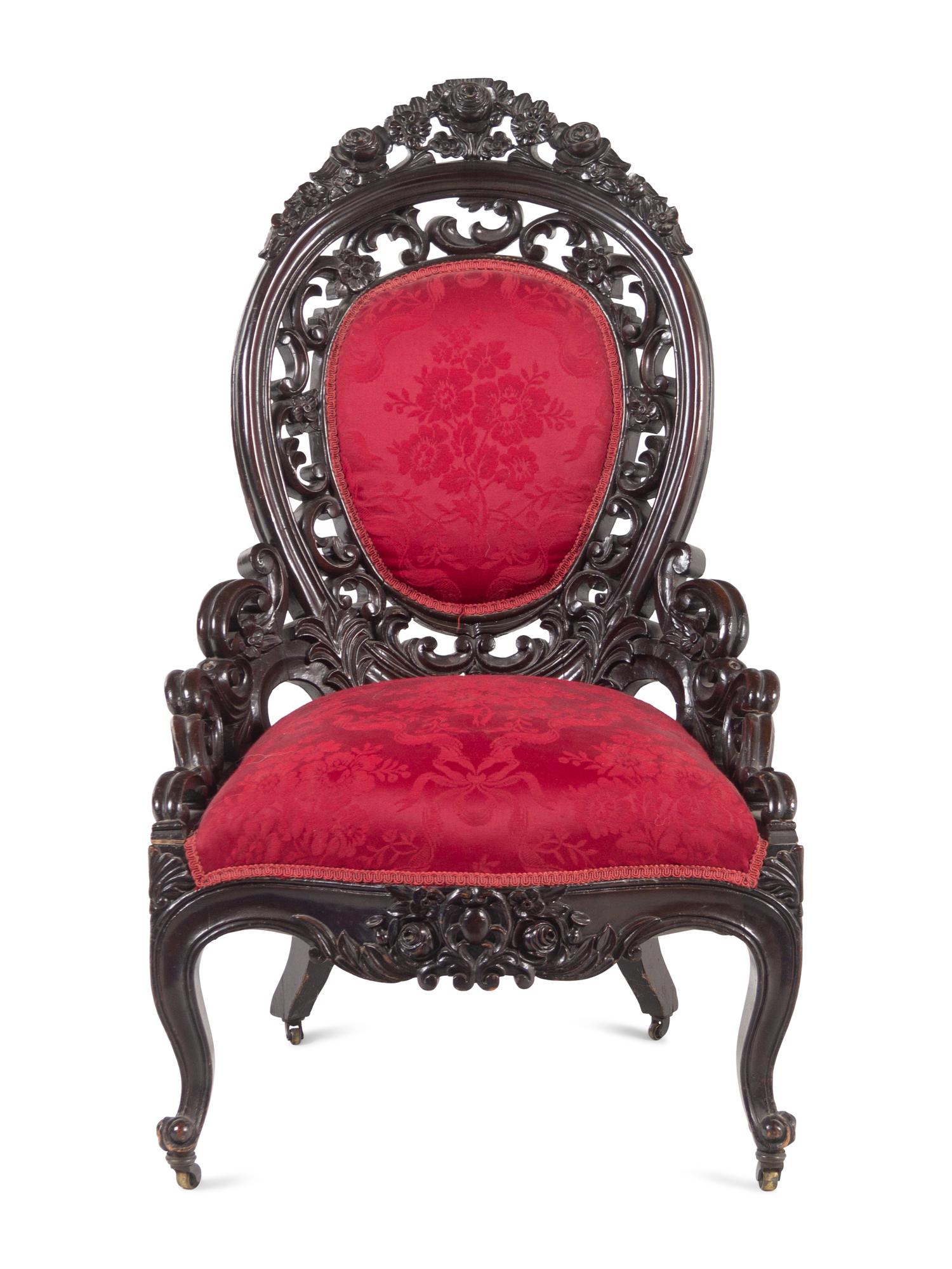 A J. and J.W. Meeks Walnut Slipper Chair