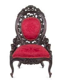 A J. and J.W. Meeks Walnut Slipper Chair