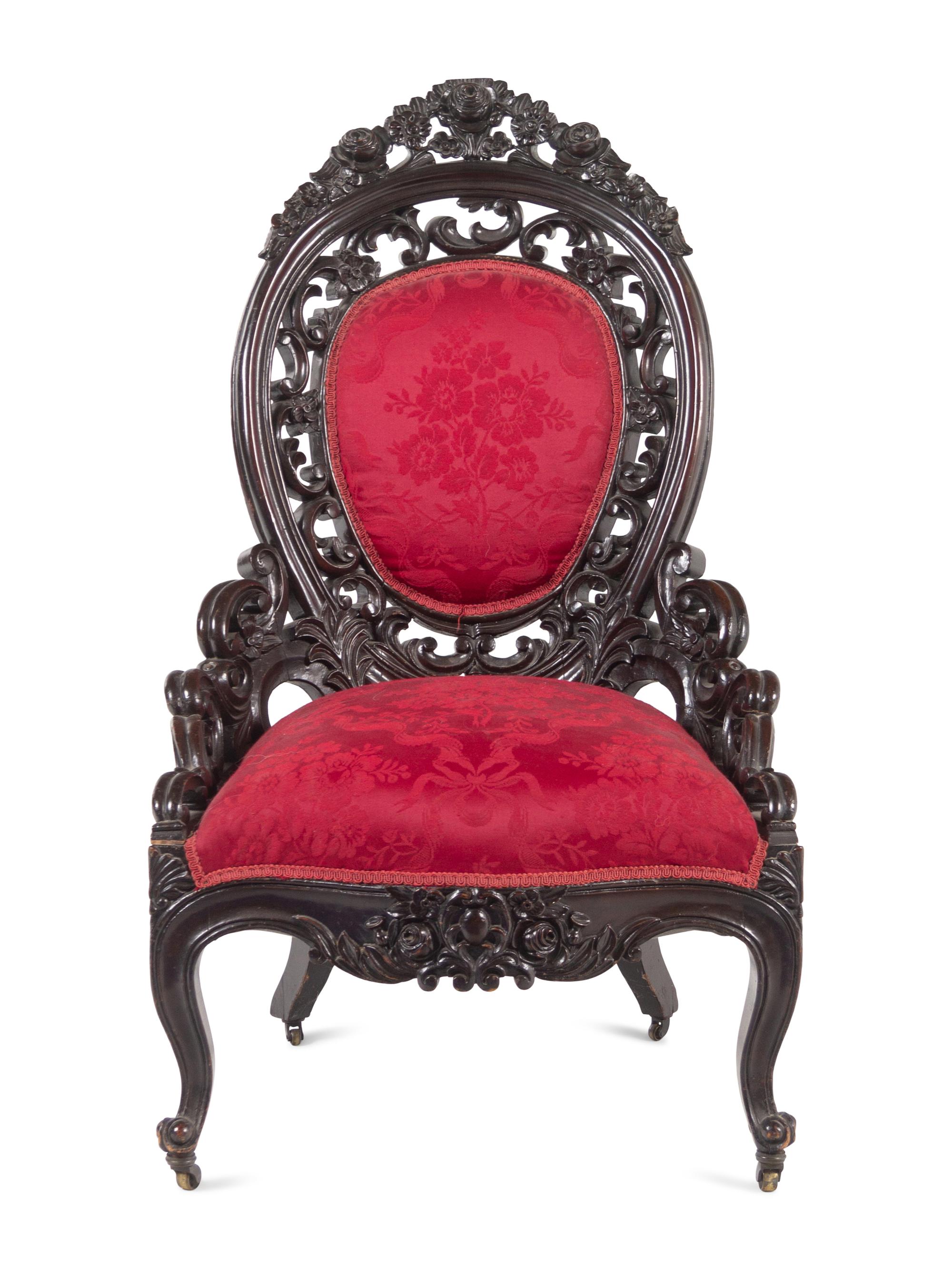 A J. and J.W. Meeks Walnut Slipper Chair