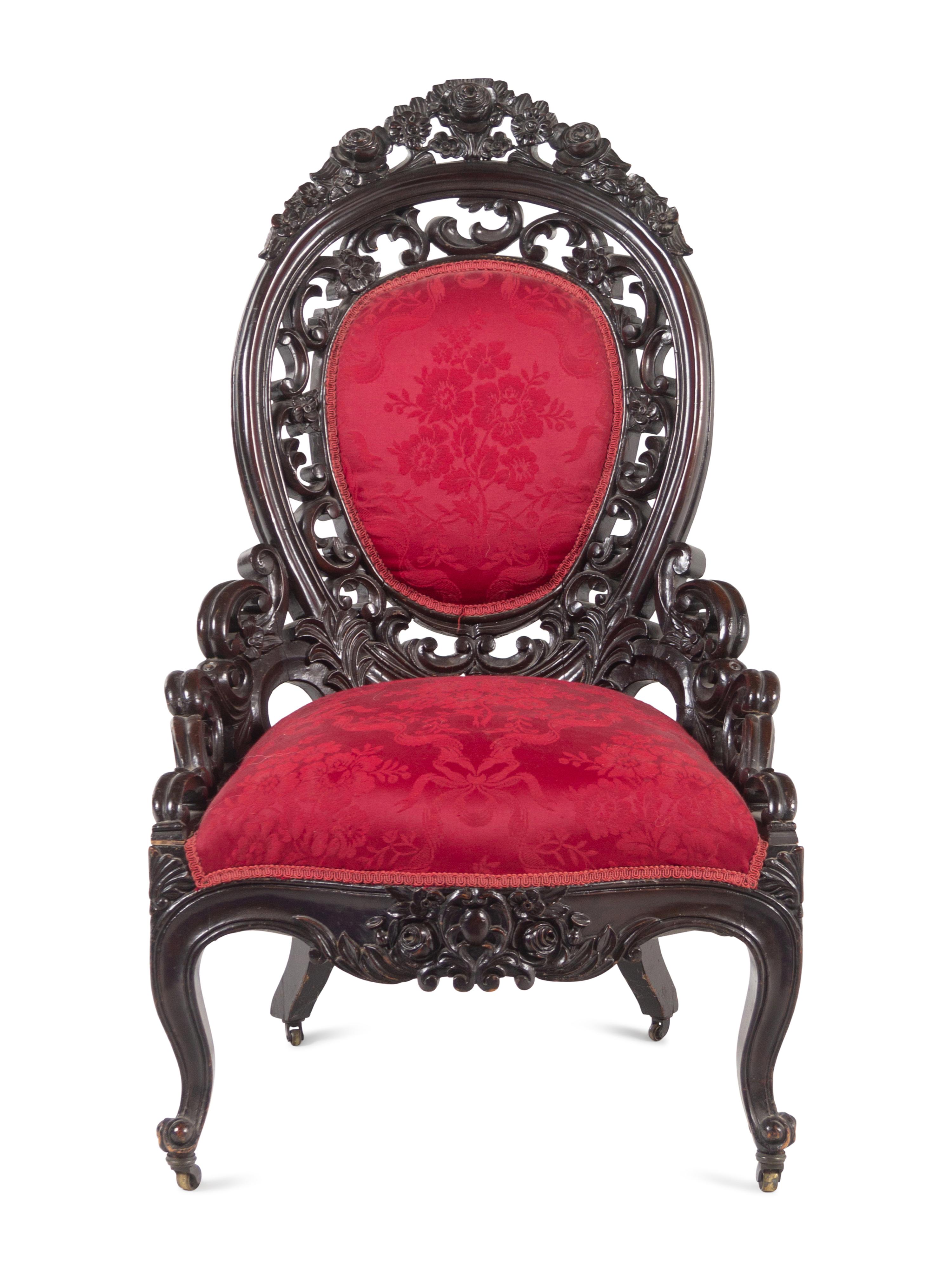 A J. and J.W. Meeks Walnut Slipper Chair