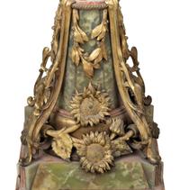 A Continental Onyx, Marble and Gilt Bronze Pedestal