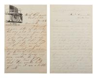 [LINCOLNIANA]. Soldier's letter describing the search for Booth and fear of attack at a DC fort.