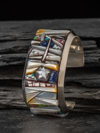 Silver and Mosaic Inlay Cuff Bracelet