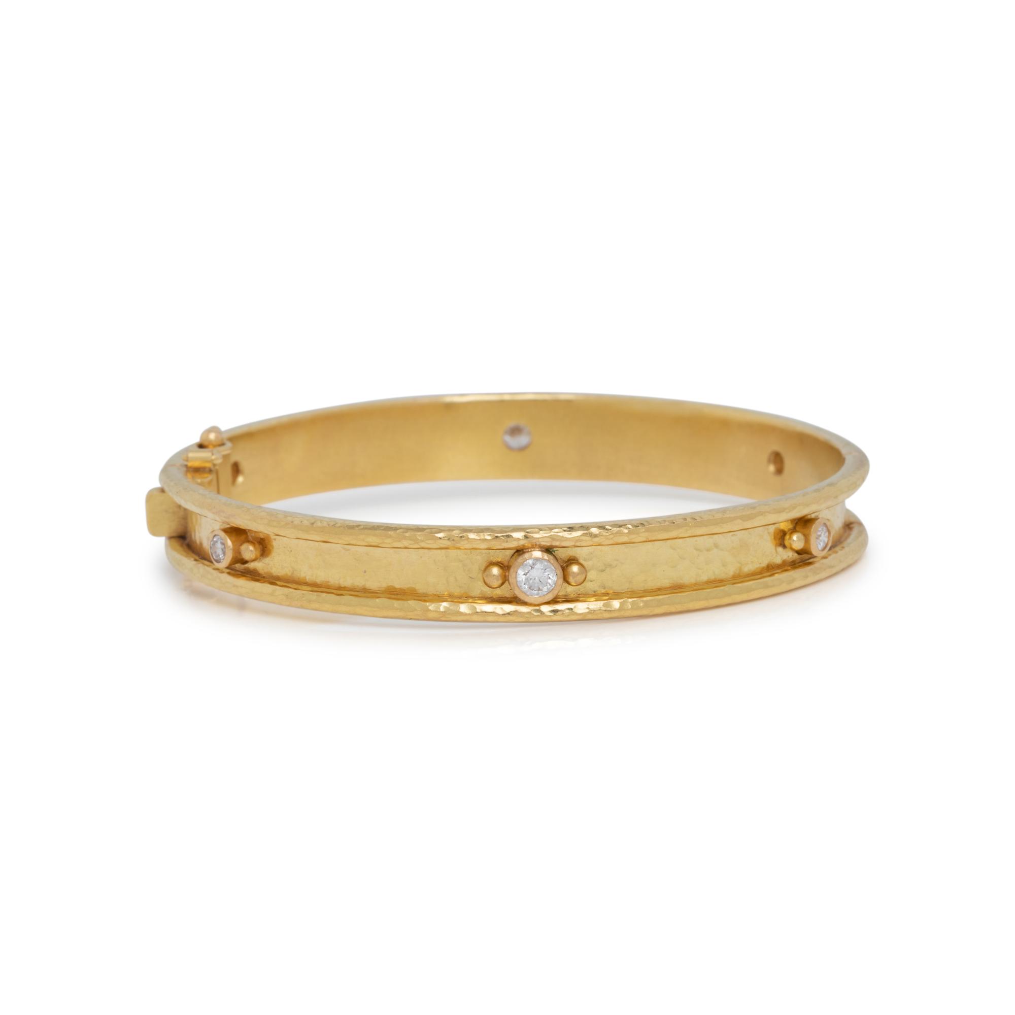 ELIZABETH LOCKE, YELLOW GOLD AND DIAMOND BANGLE BRACELET