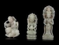 Six Chinese Pale Celadon Jade Figures