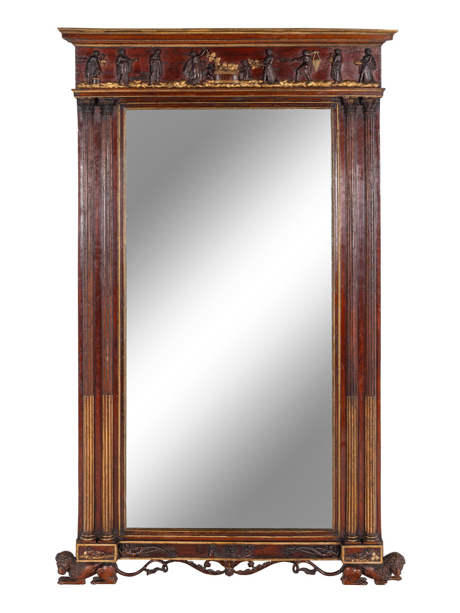 A Victorian Mahogany and Parcel-Gilt Pier Mirror