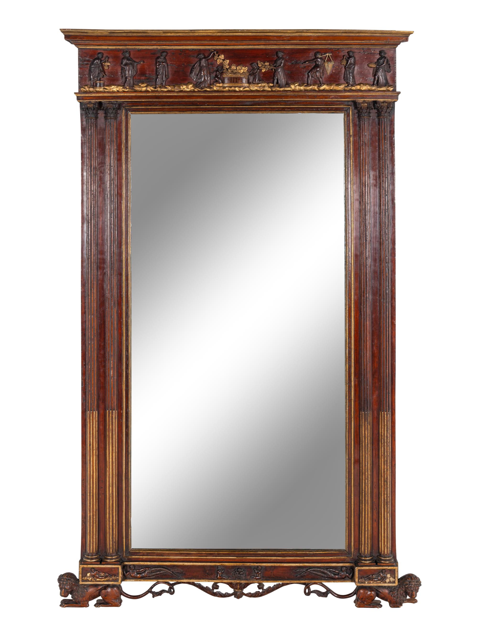 A Victorian Mahogany and Parcel-Gilt Pier Mirror