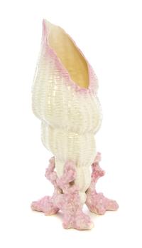 A Belleek Coral and Shell Vase, Height 9 inches.