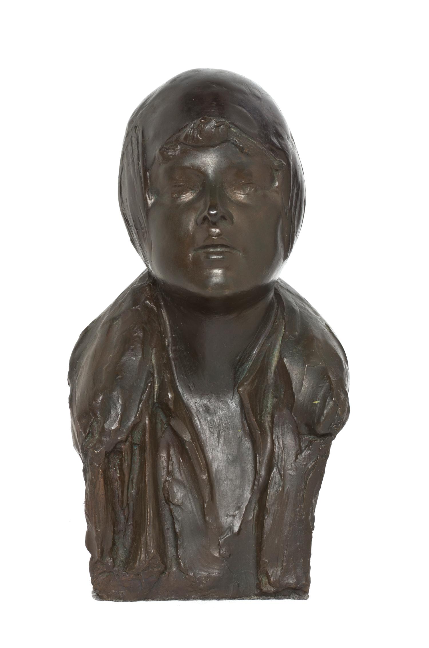An Art Deco Style Bronze Bust, Height 14 inches.