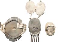 Silver and Mosaic Inlay Gan Dancer Necklace, Ring, AND Cuff Bracelet Set